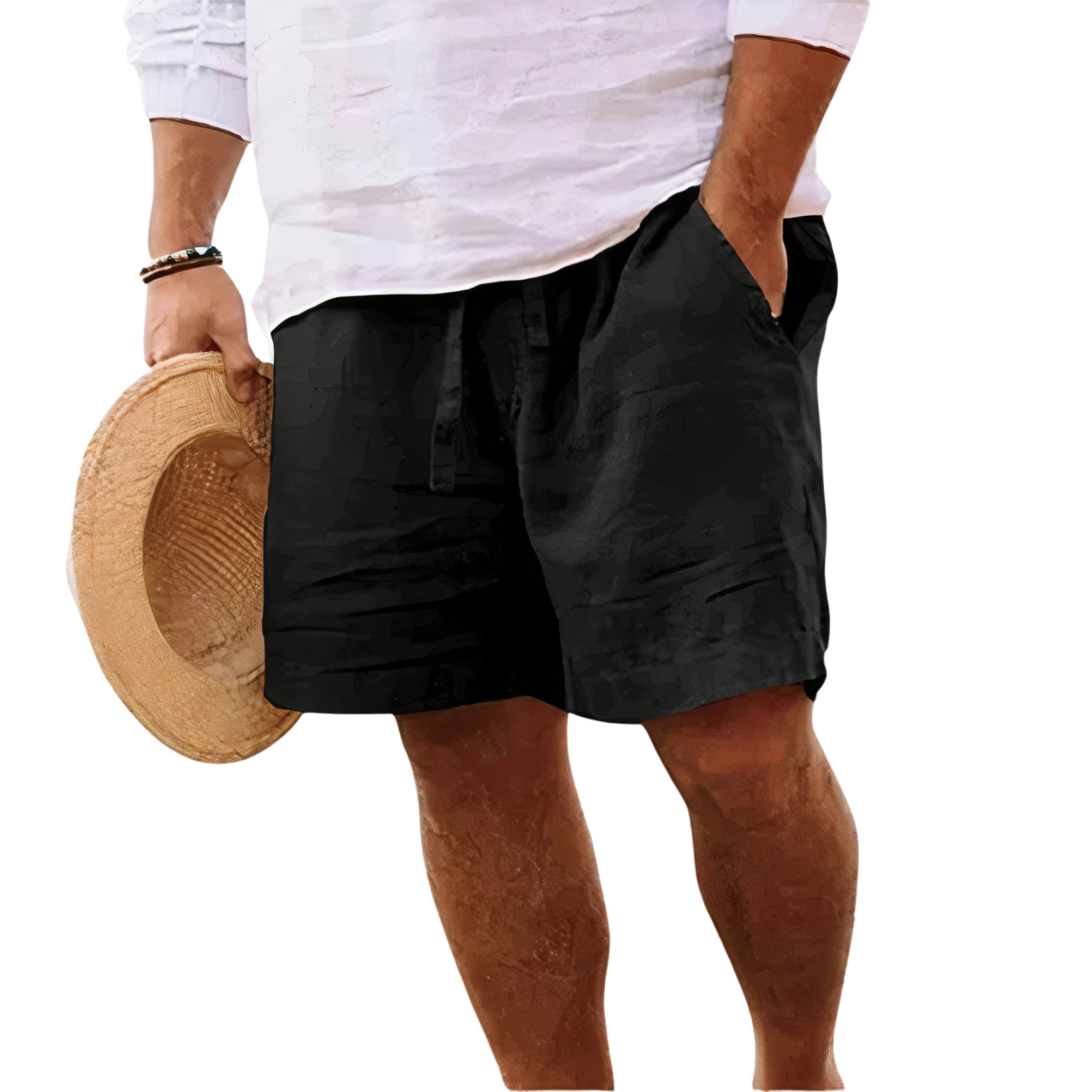 Men's Cotton Linen Shorts – Relaxed Fit Drawstring Waist