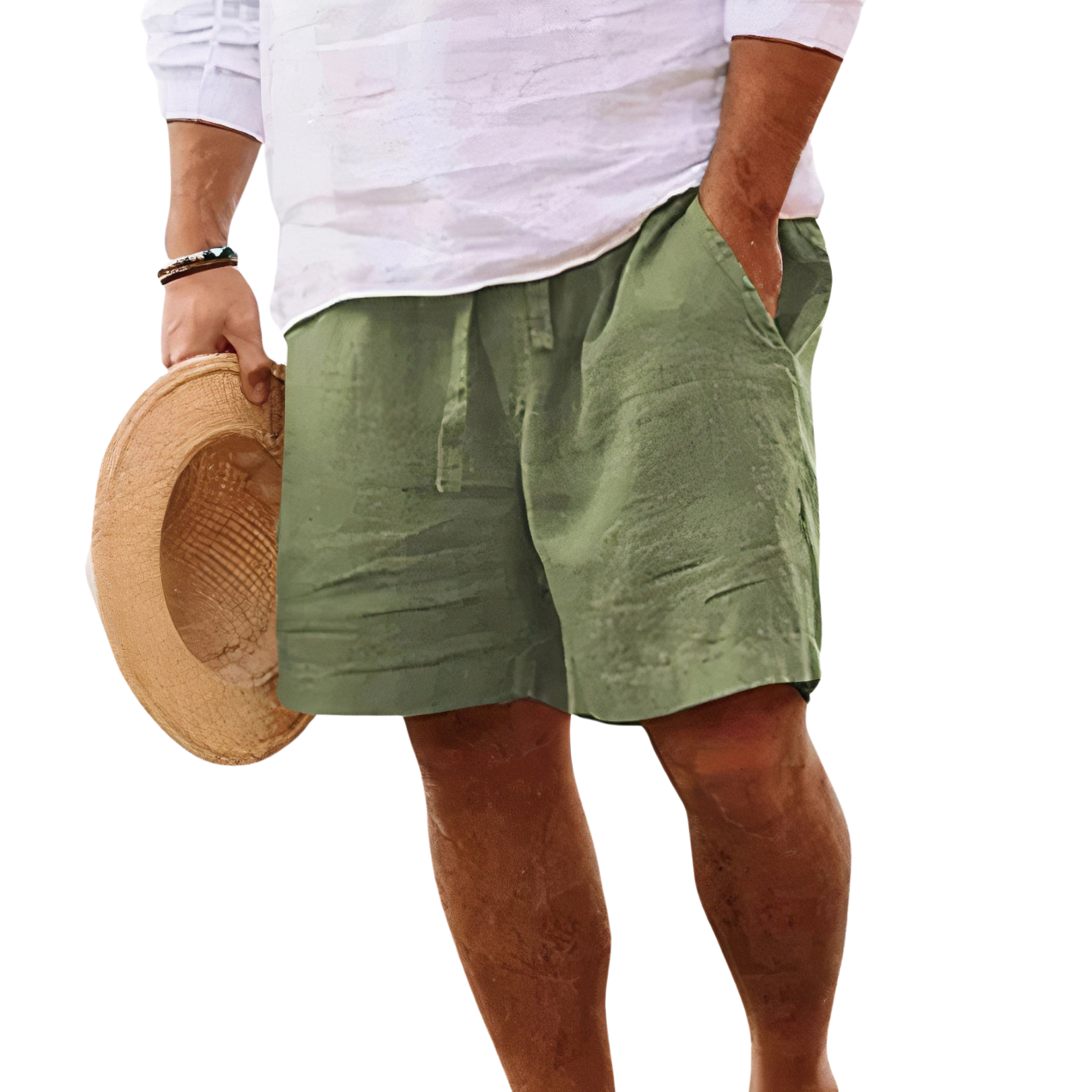 Men's Cotton Linen Shorts – Relaxed Fit Drawstring Waist