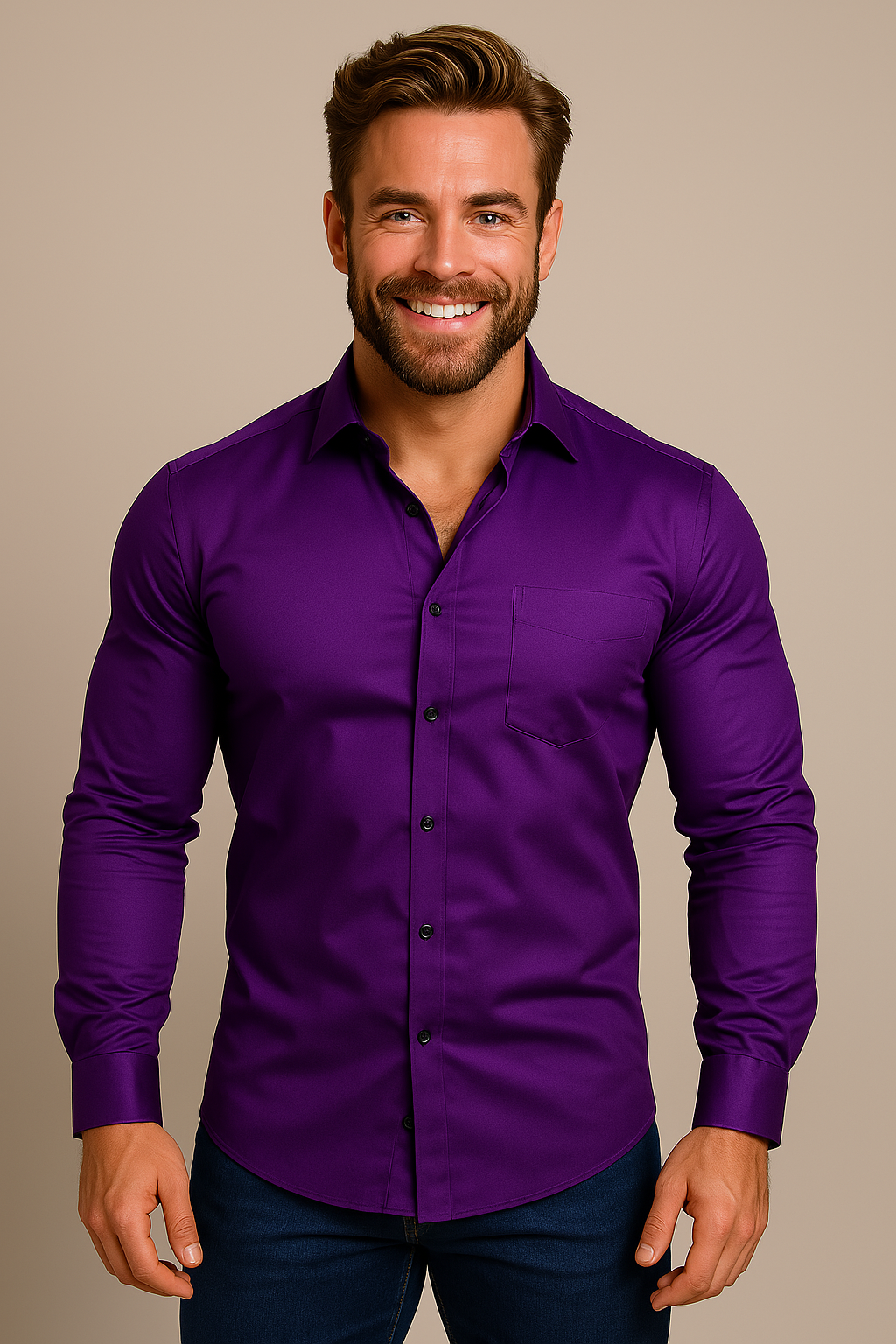 Men's Dress Shirts – Long-Sleeved Structured Fit Wrinkle-Free Fabric