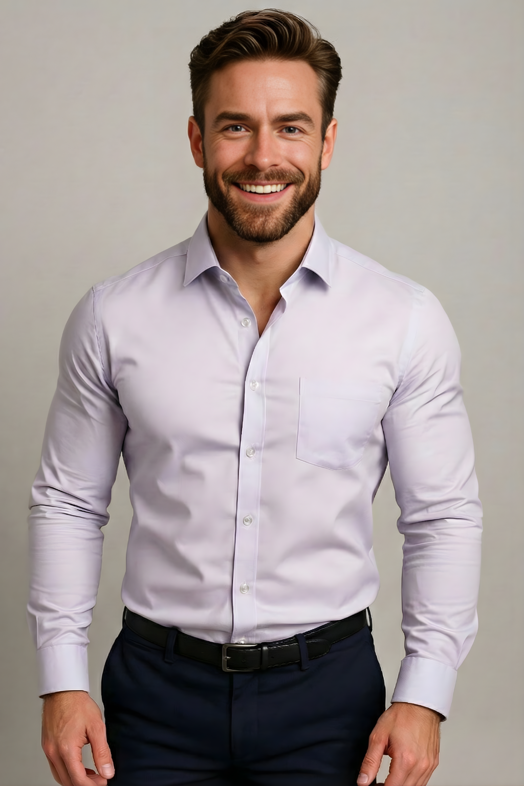 Men's Dress Shirts – Long-Sleeved Structured Fit Wrinkle-Free Fabric