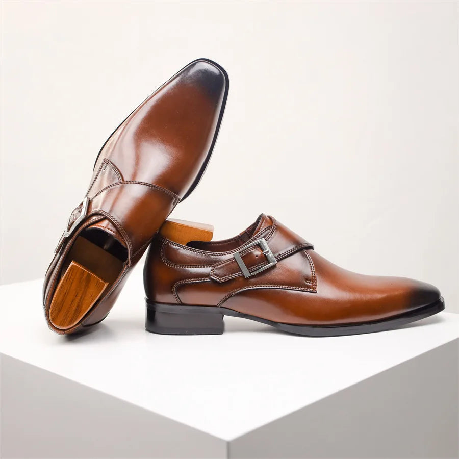 Men's Dress Shoes – Italian Monk Strap with Buckle Closure