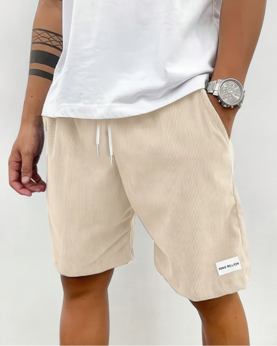 Men's Knee-Length Shorts – Relaxed Fit Drawstring Elastic Waist