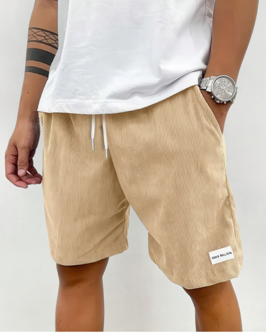 Men's Knee-Length Shorts – Relaxed Fit Drawstring Elastic Waist