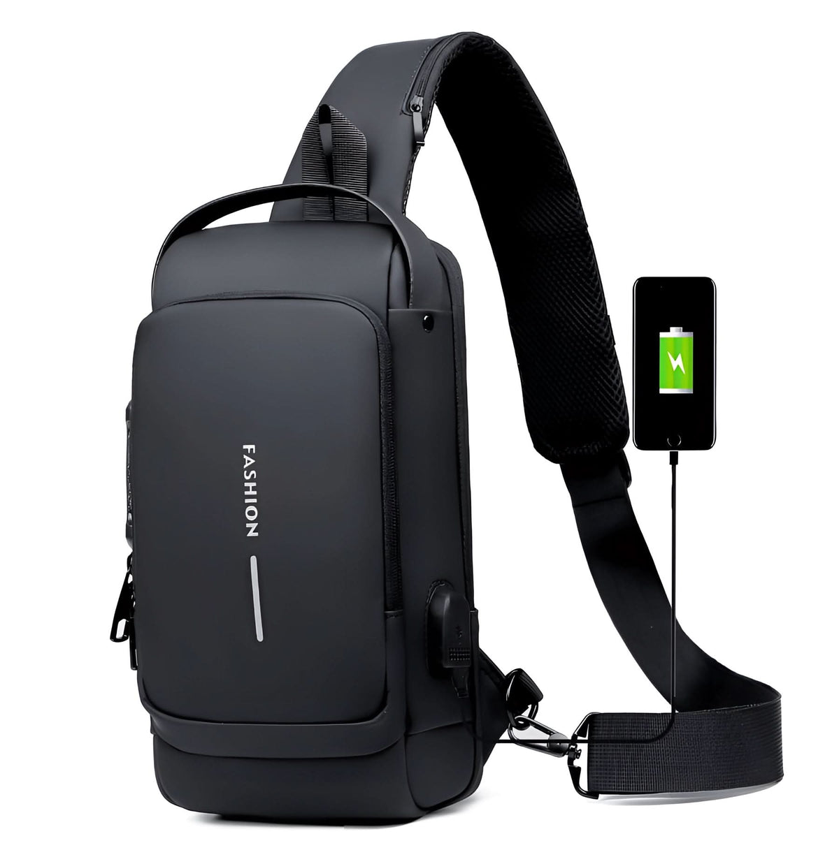 Men's Travel Tablet Backpack - Waterproof Fabric - Anti-Theft - USB Port