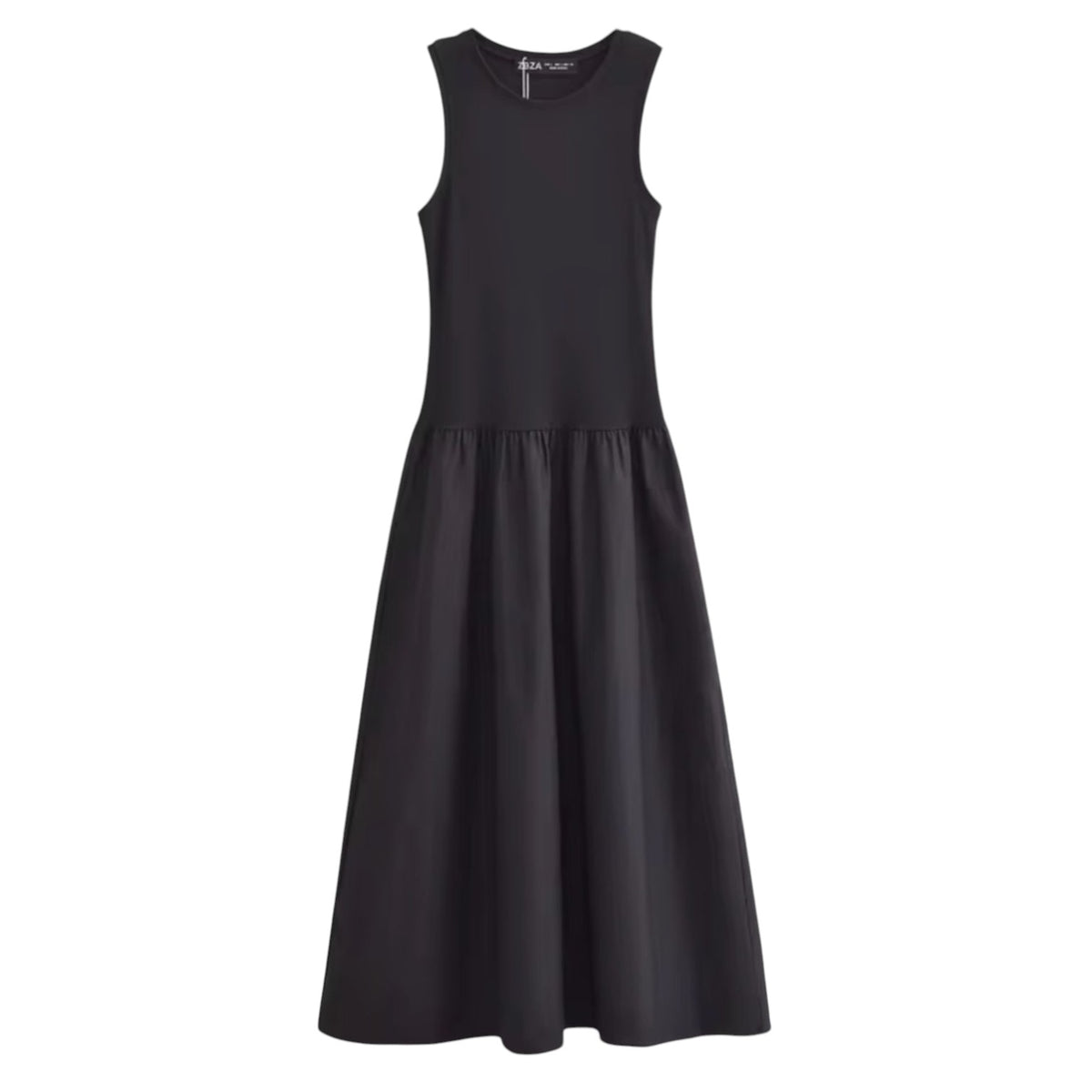 Midi Dress - Matte Fabric - Sleeveless - A-Line - Mid-Calf Length