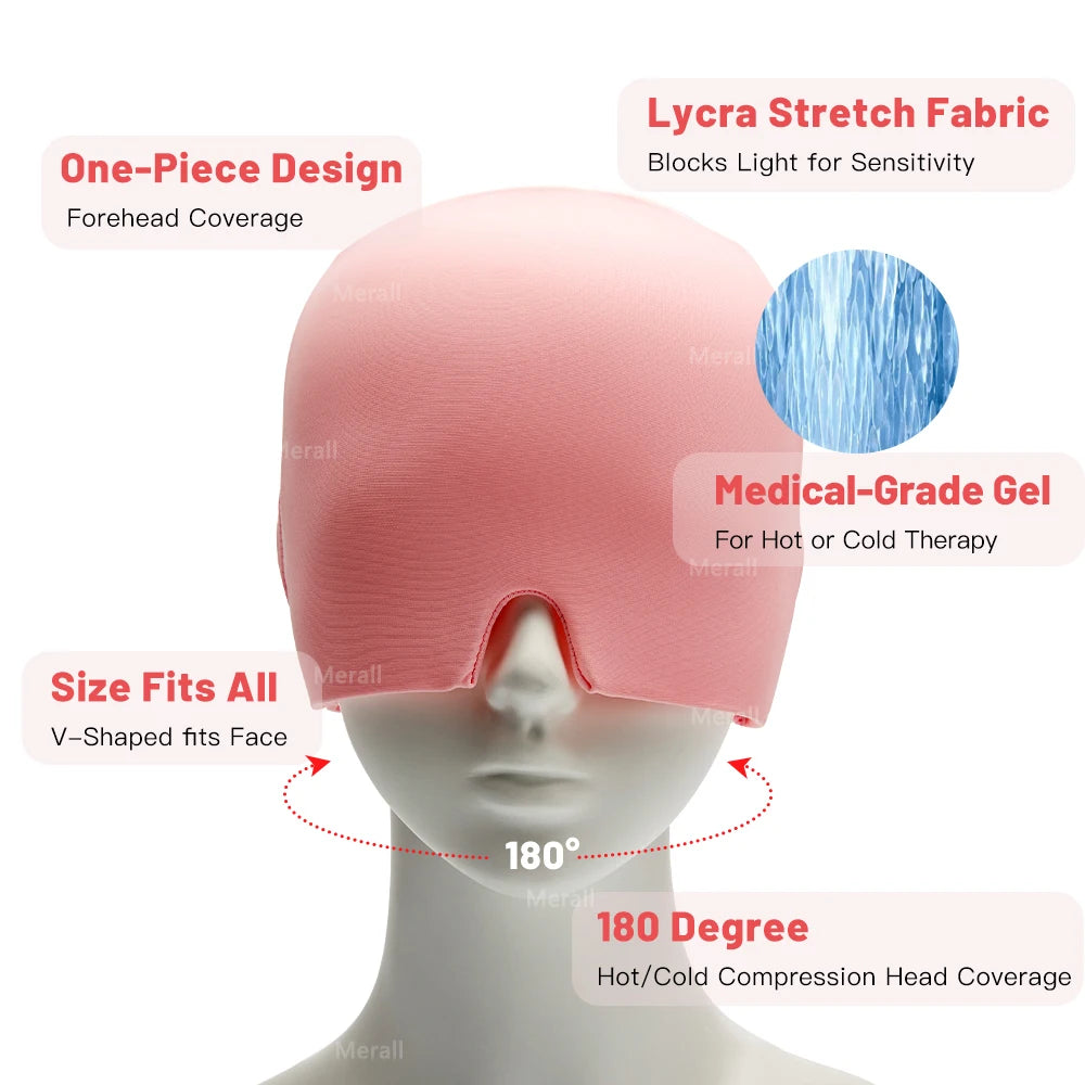 Migraine Relief Cap | Gel Ice Head Wrap for Headache & Tension Relief