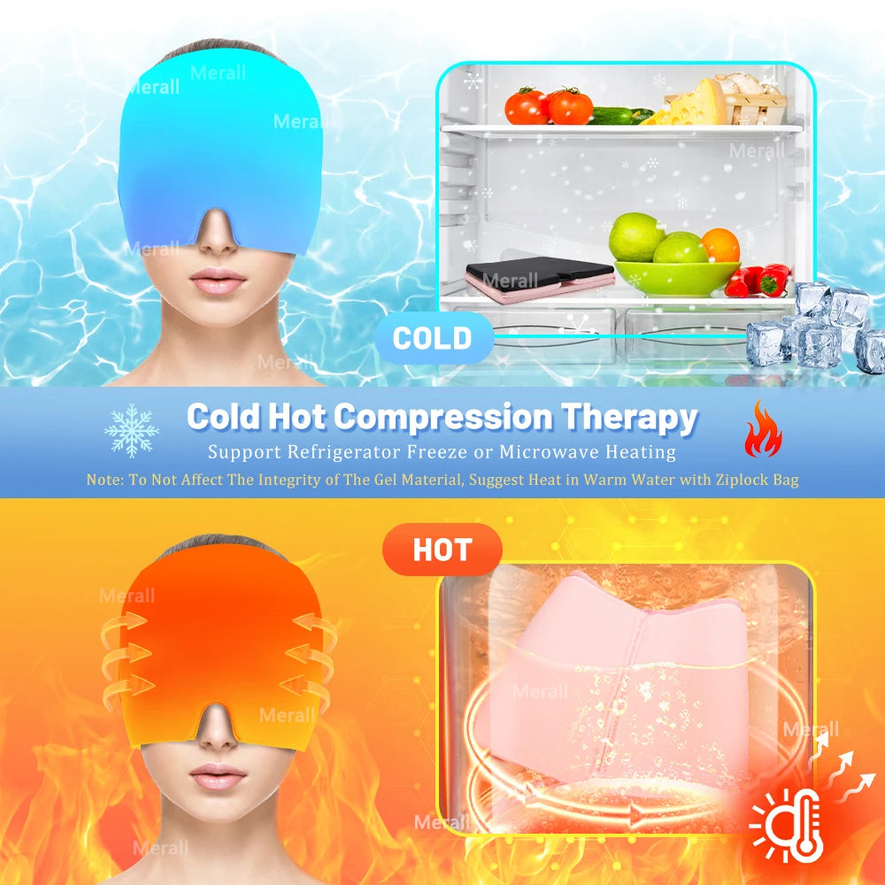 Migraine Relief Cap | Gel Ice Head Wrap for Headache & Tension Relief