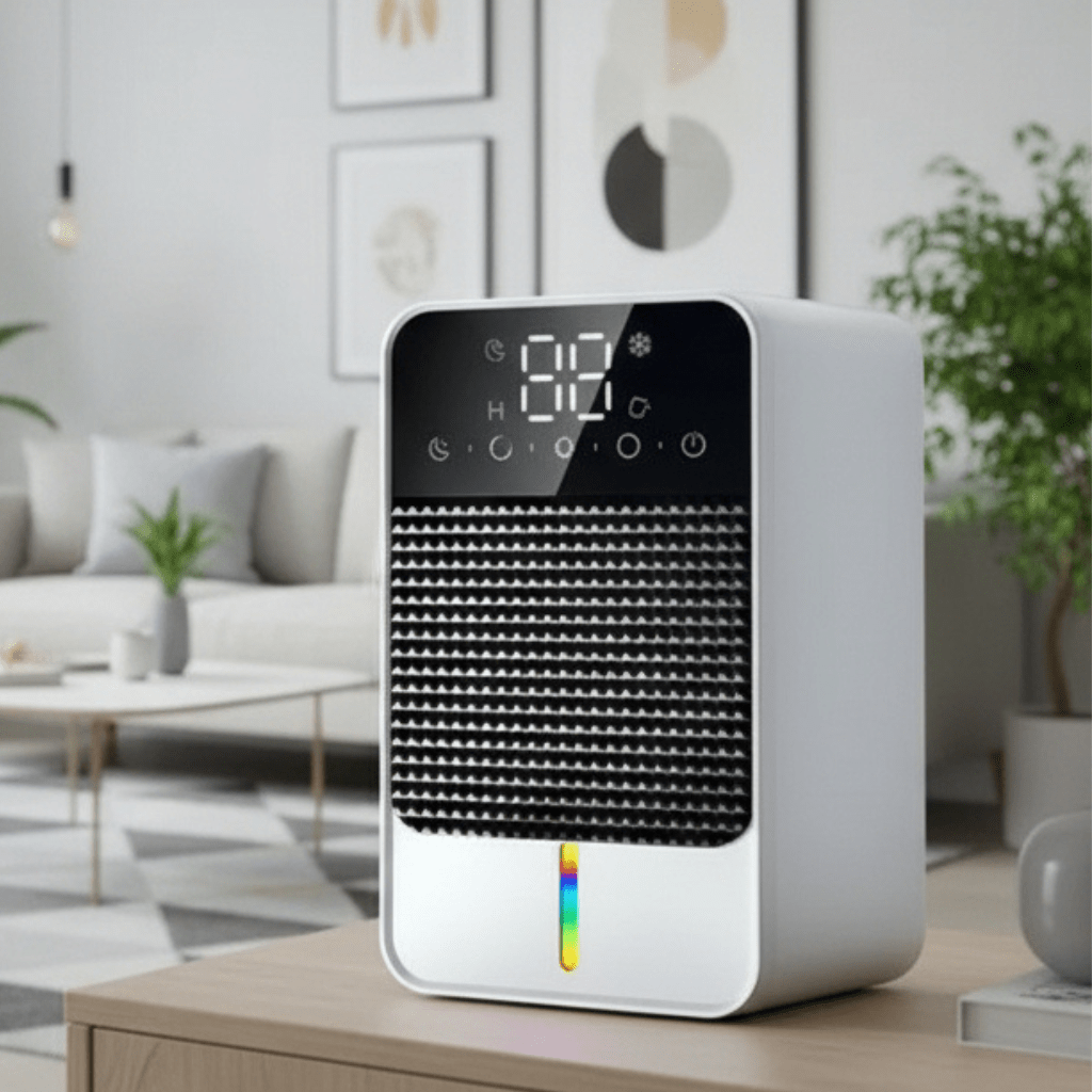 Mini Dehumidifier for Bedroom, Basement & Crawl Space | 1500ml Tank, LED Touch Panel | Drain Hose Compatible, 25W