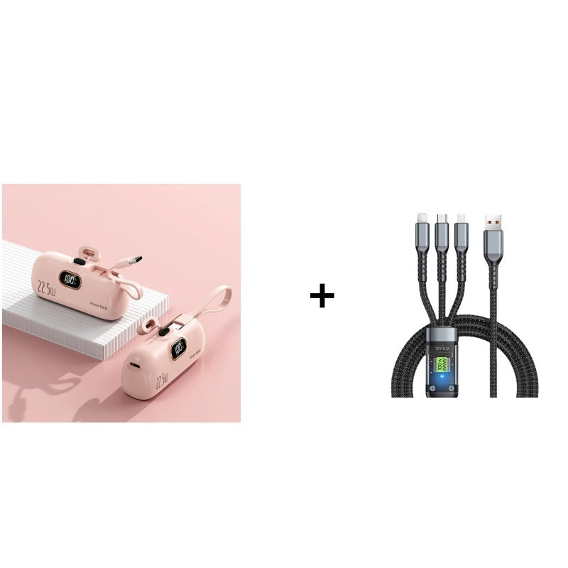 Mini Power Bank 5000mAh | 22.5W Fast Charging, Digital Display | Compact Three-Port Portable Charger for Phones