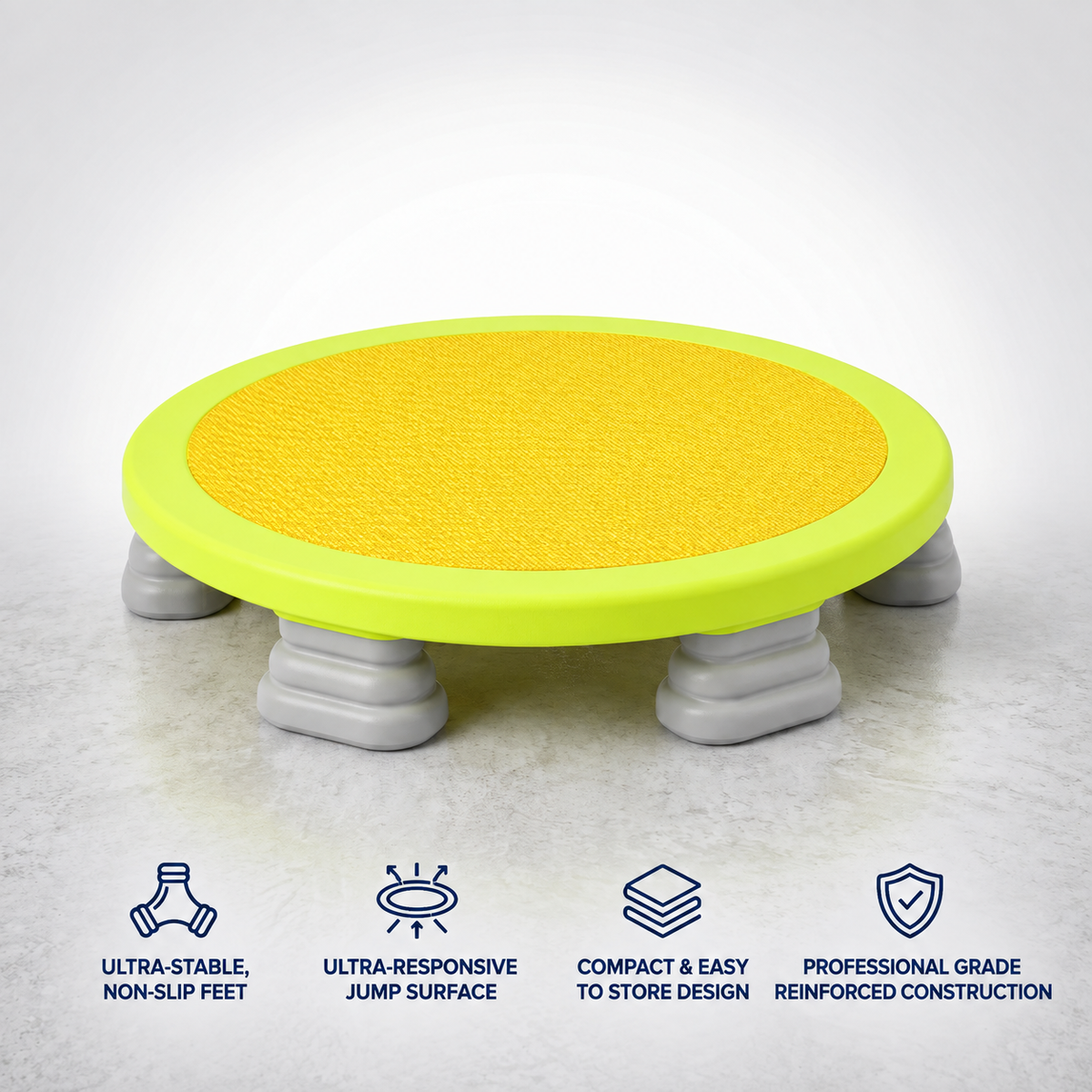 Mini Trampoline for Adults | Quiet Rebounder with Padded Frame for Low-Impact Home Cardio Workouts | Yellow, Blue, Pink