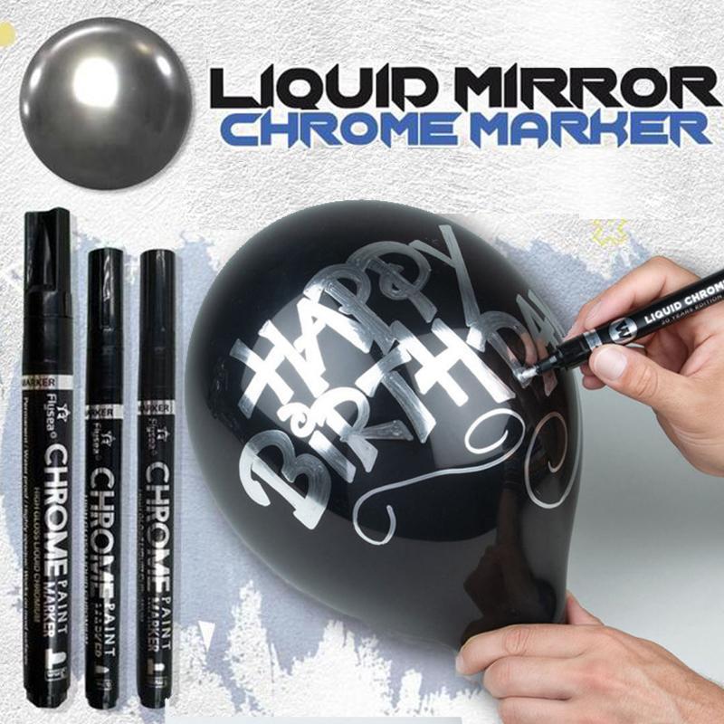 Mirror Chrome Marker Pen | 0.7mm, 1.0mm or 3.0mm Tip | Scratch-Resistant High-Gloss Reflective Ink for Glass, Plastic, Wood