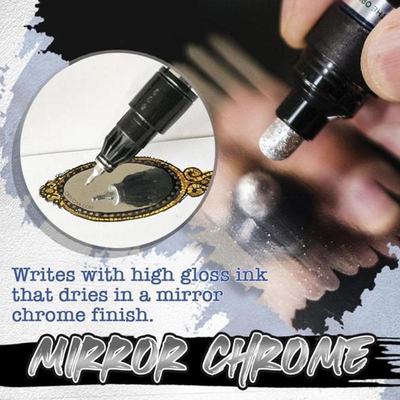 Mirror Chrome Marker Pen | 0.7mm, 1.0mm or 3.0mm Tip | Scratch-Resistant High-Gloss Reflective Ink for Glass, Plastic, Wood