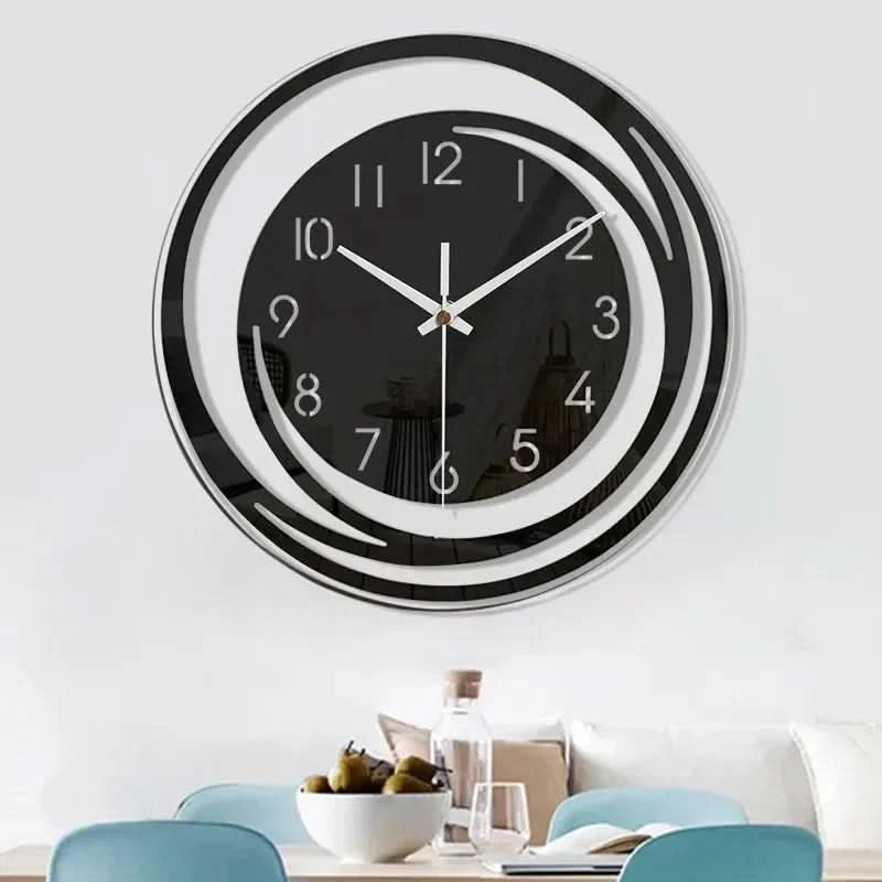 Modern Scandinavian | Wall Clock - Black Acrylic Design, Silent Mechanism