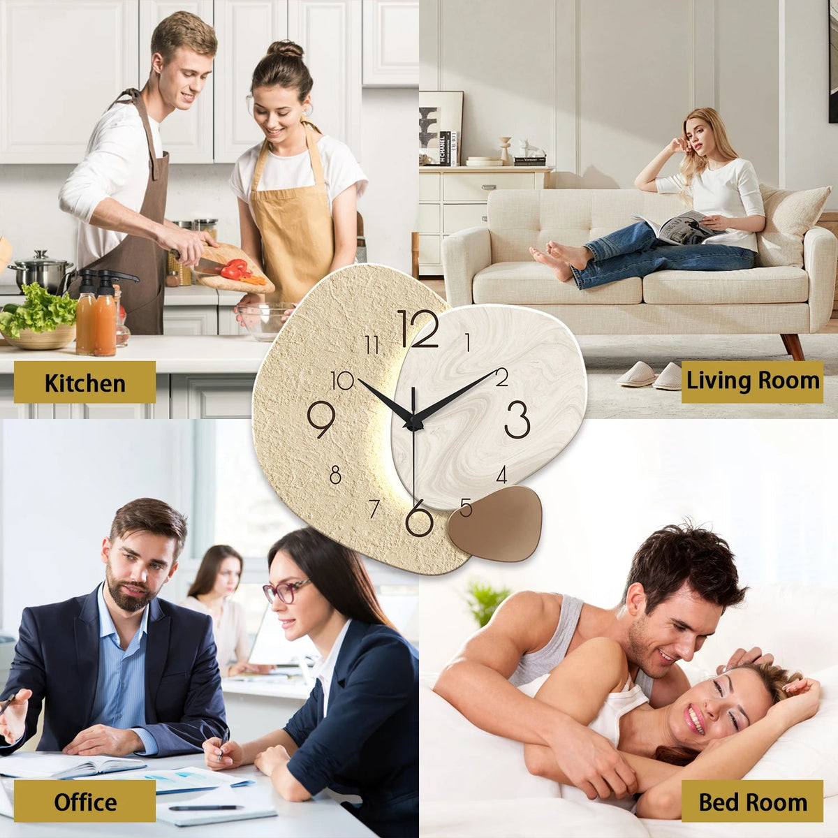 Modern Simple Wall Clock | Silent Quartz TempoStone Design