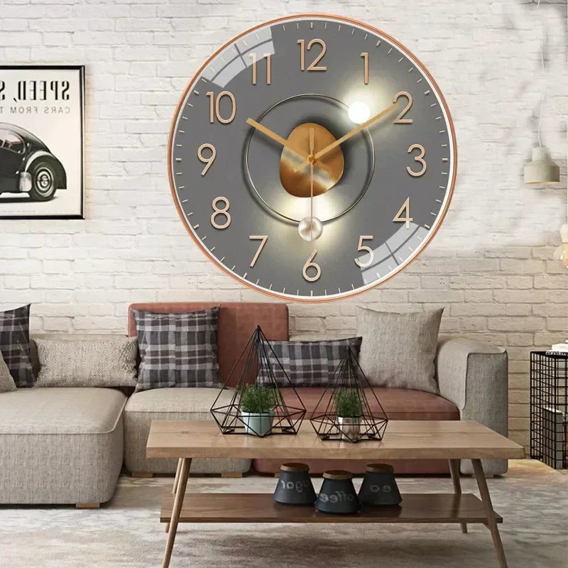 Modern Wall Clock | Raised Numerals, Glowing Centre Disc