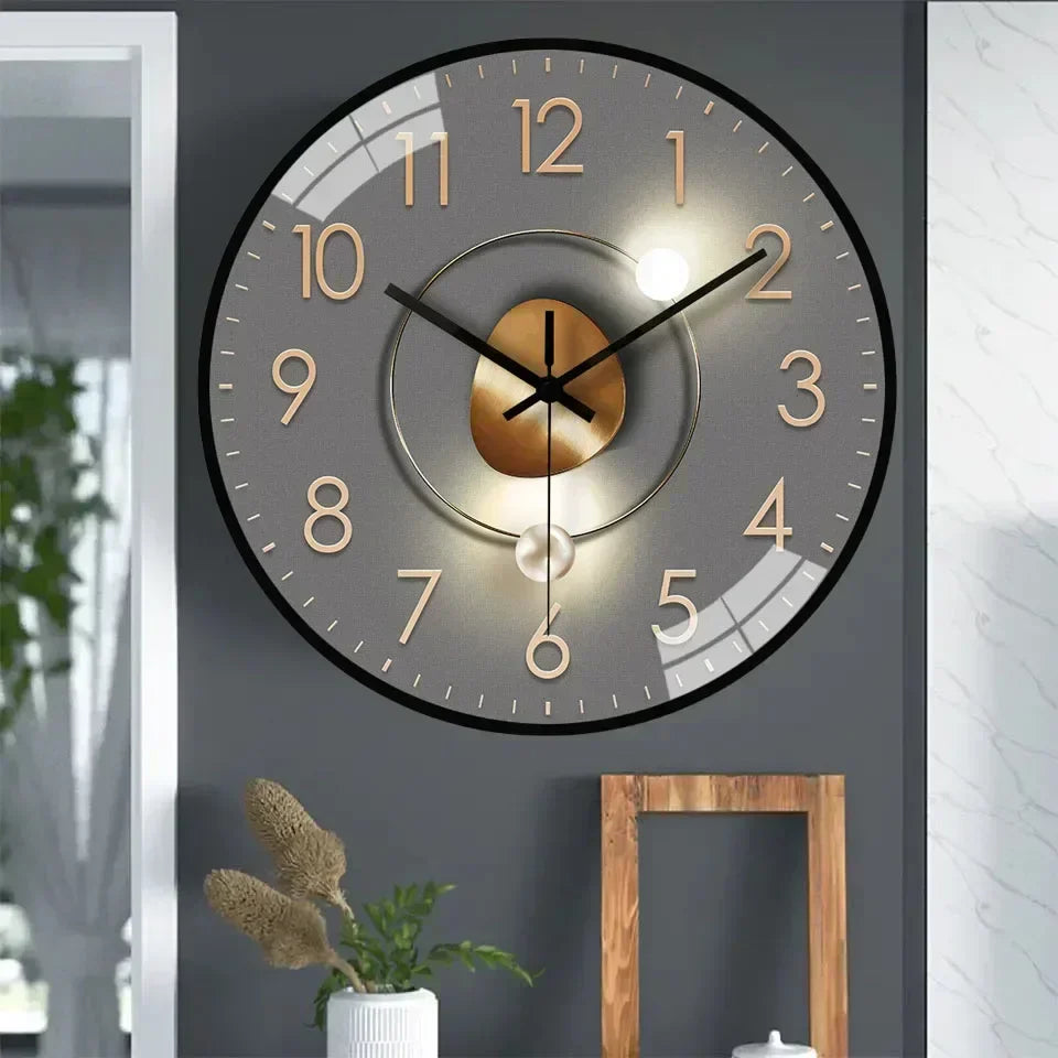 Modern Wall Clock | Raised Numerals, Glowing Centre Disc