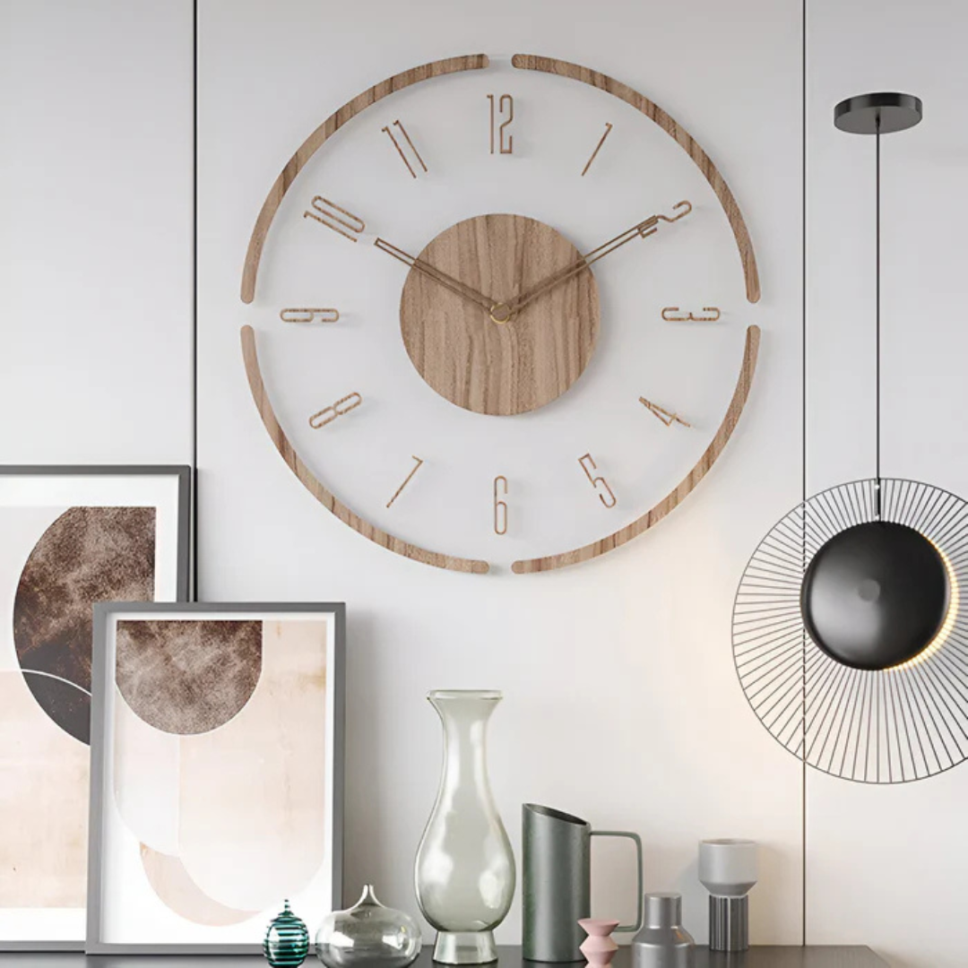 Modern Wall Clock – Clear Acrylic and Wood, Minimalist Design for the Living Room or Office 3
