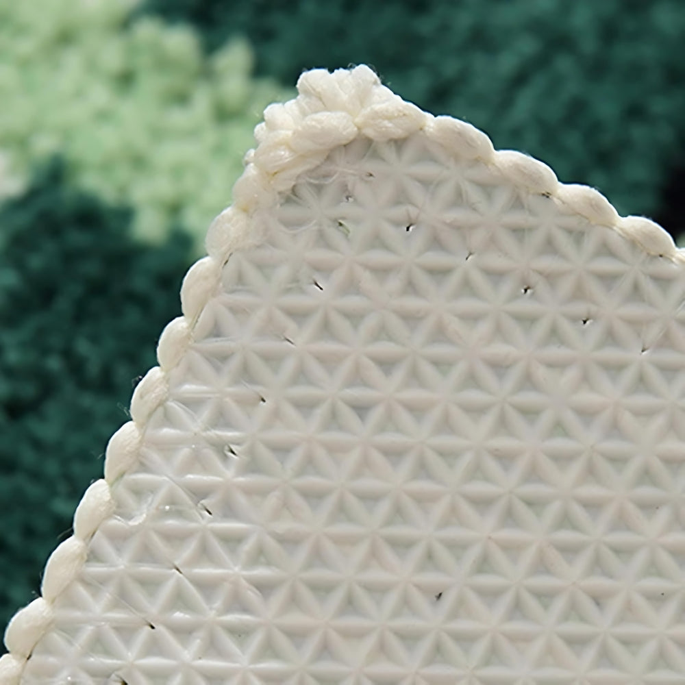 MossGreen | Non-Slip Bath Mat – Soft Flocked Fabric, Geometric Design