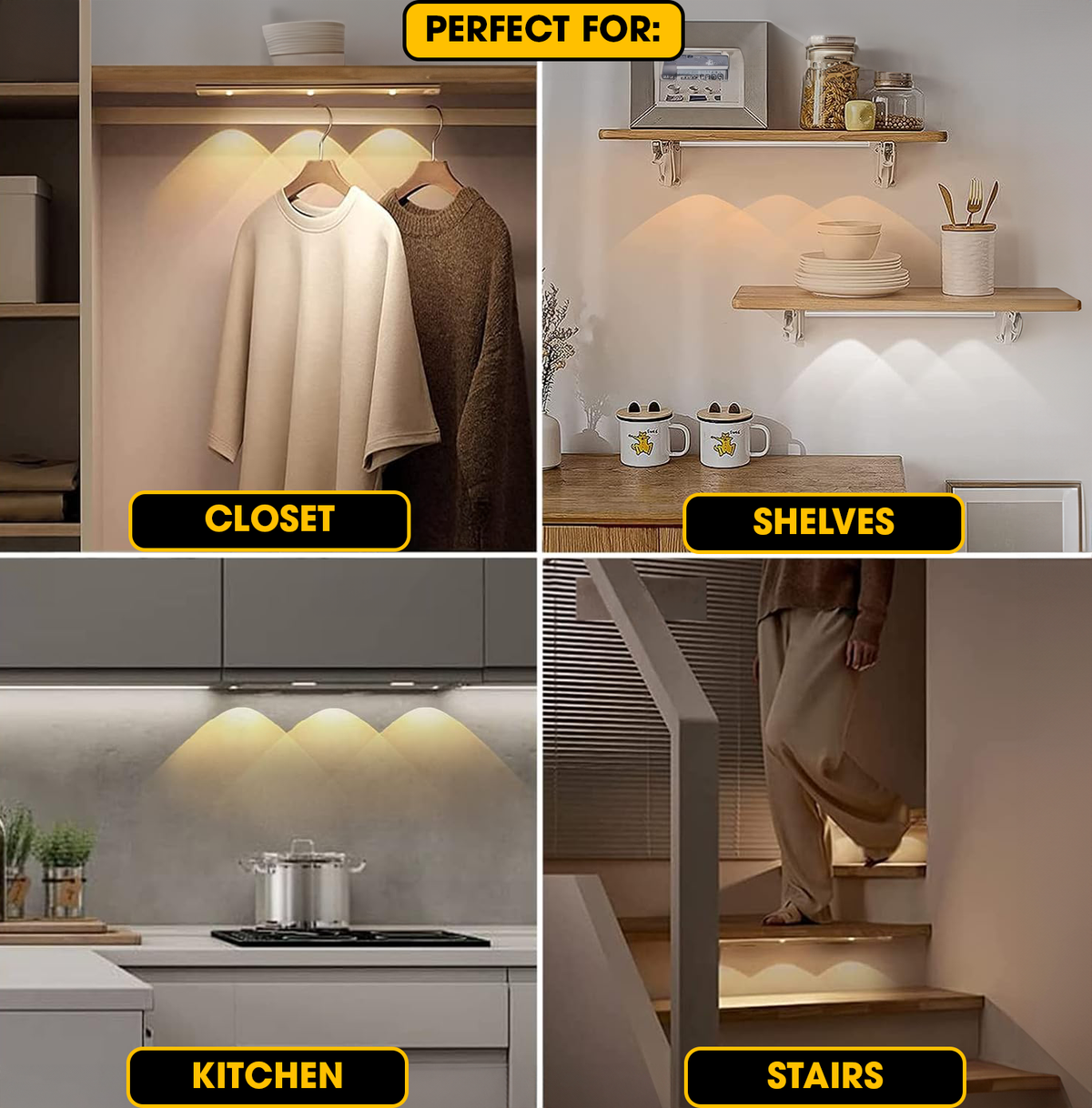 Motion Sensor Light Aluminium | Wireless Magnetic Mount, 30-Day Battery | Adjustable Brightness & Colour Modes