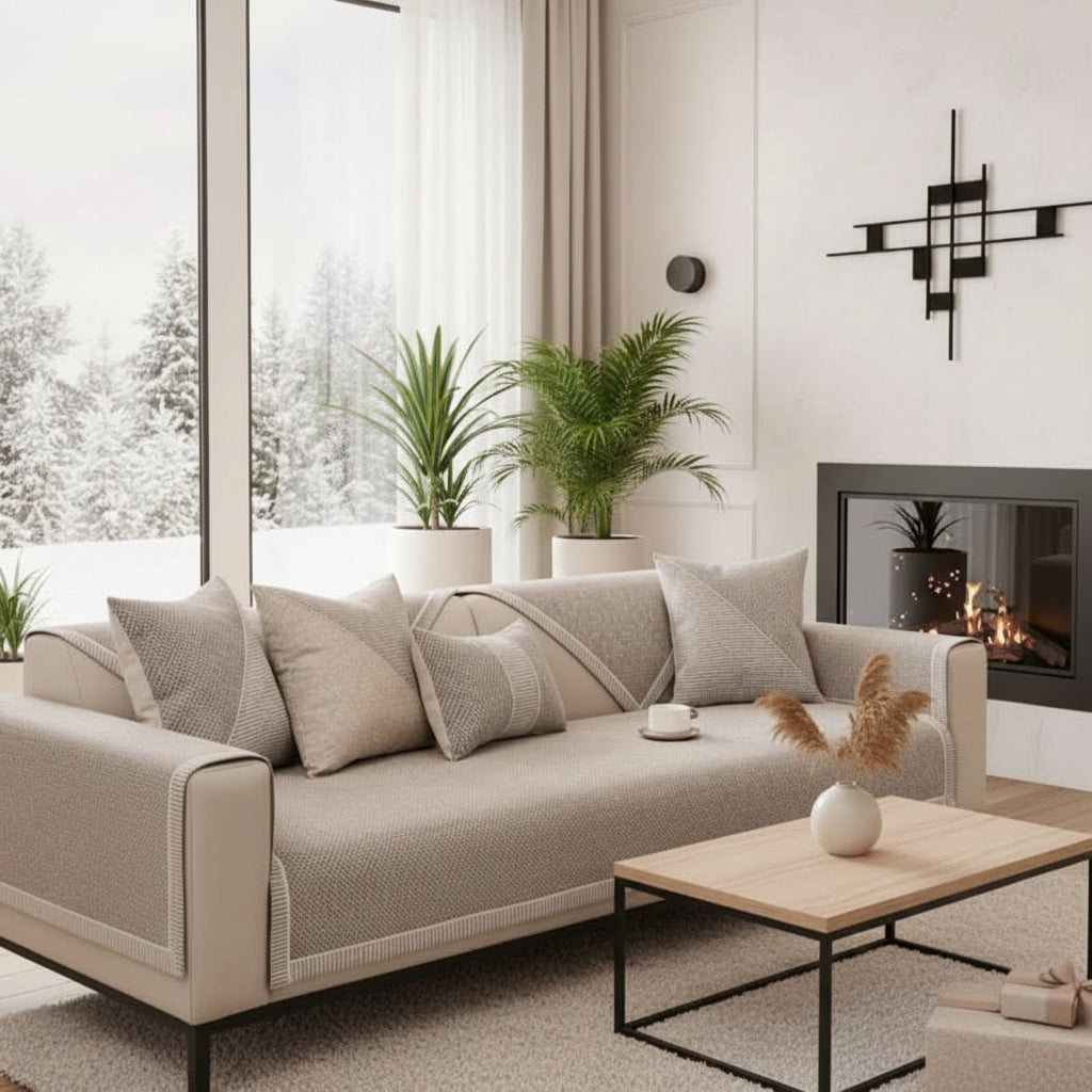 NATURWEFT – Non-slip cotton-linen sofa cover for all seasons 1