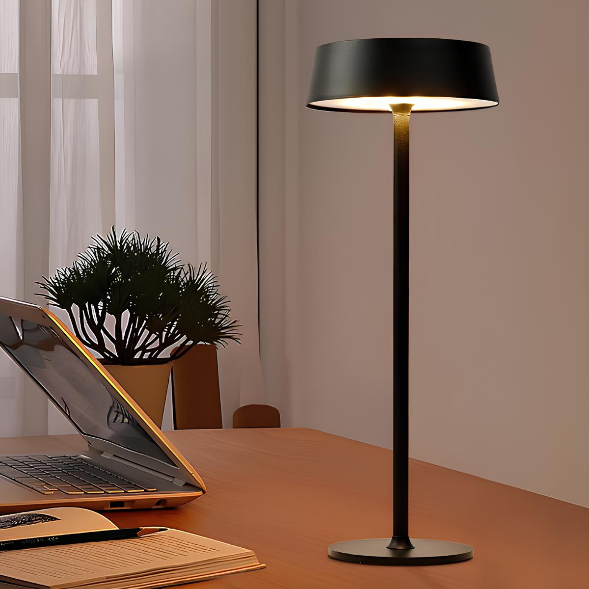 Cordless Rechargeable Table Lamp, Iron Build, 25 x 13 cm | Black, White or Brown | Dimmable with 3 Lighting Modes 1