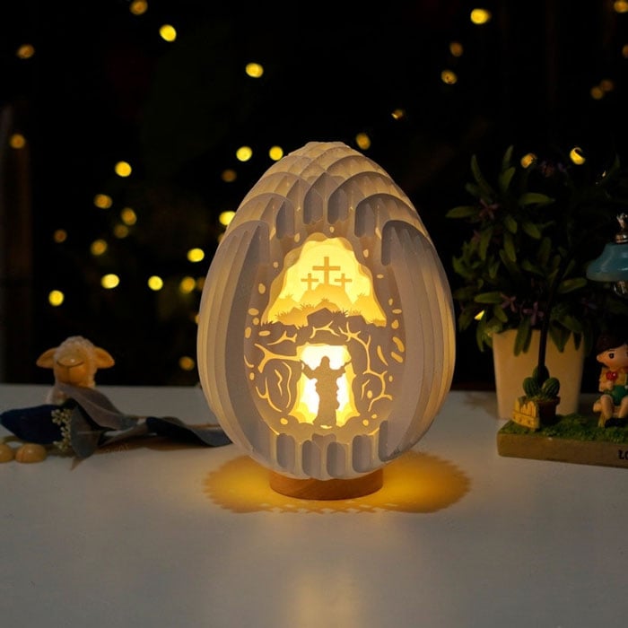 Nativity Scene 3D Paper Desk Lamp | Handmade Pearl Paper Craft | USB Powered Warm Night Light for Home, Table and Shelf Decor