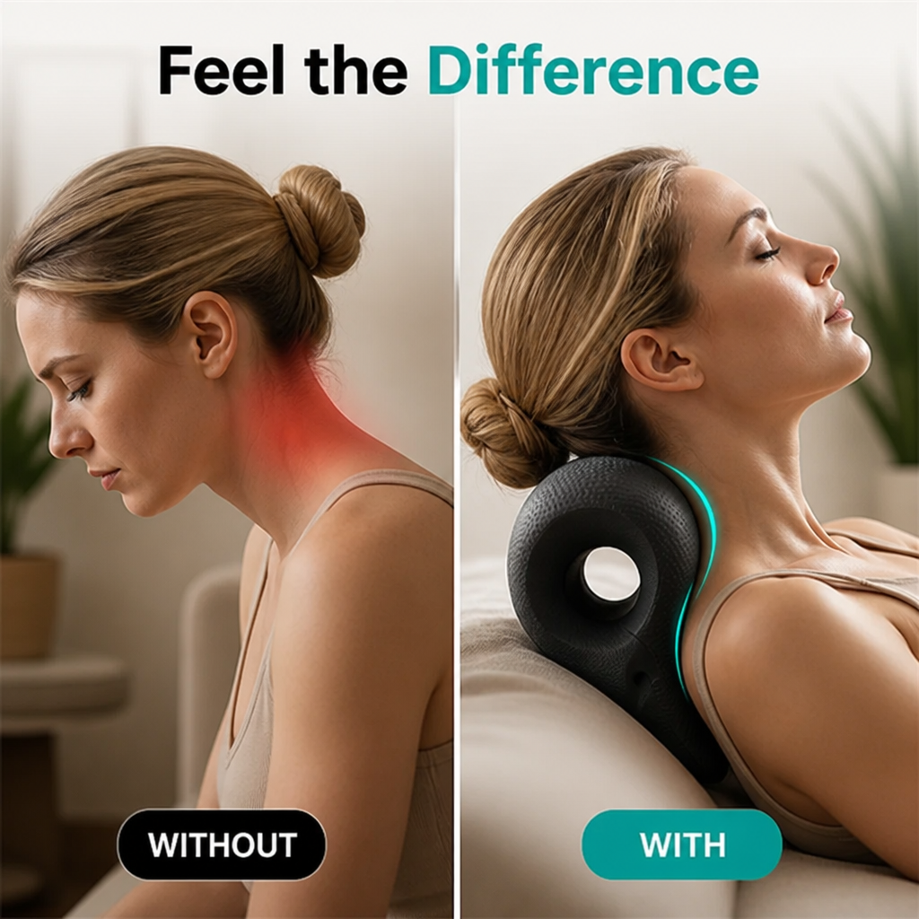 Neck Traction Pillow U-Shaped | Acupressure Nodes & Gravity Stretch | Relieves Neck, Shoulder and Posture Tension