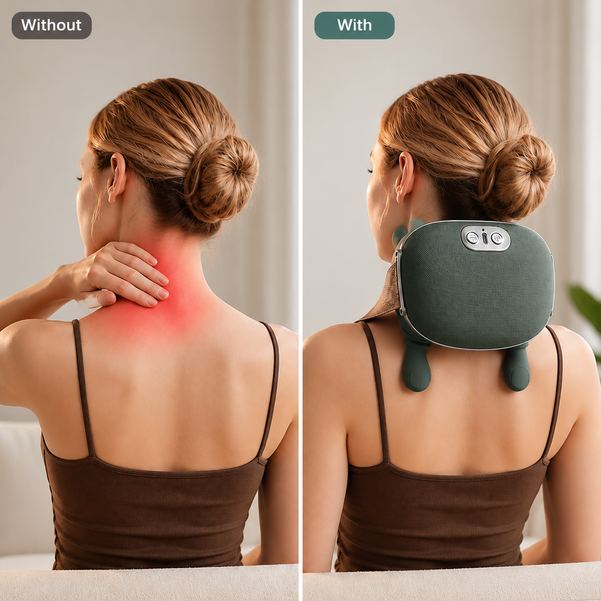 Neck and Shoulder Massager | Heated Shiatsu-Style Kneading Massage | USB-C Rechargeable, Portable, Quiet Operation