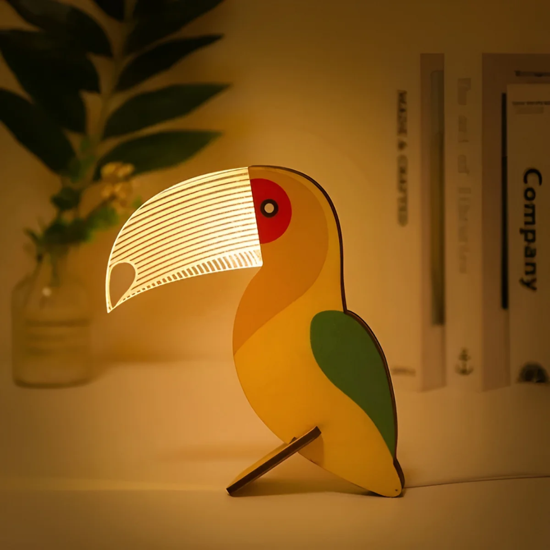 Nordic Wooden Animal LED Table Lamp Sculptural Design 0