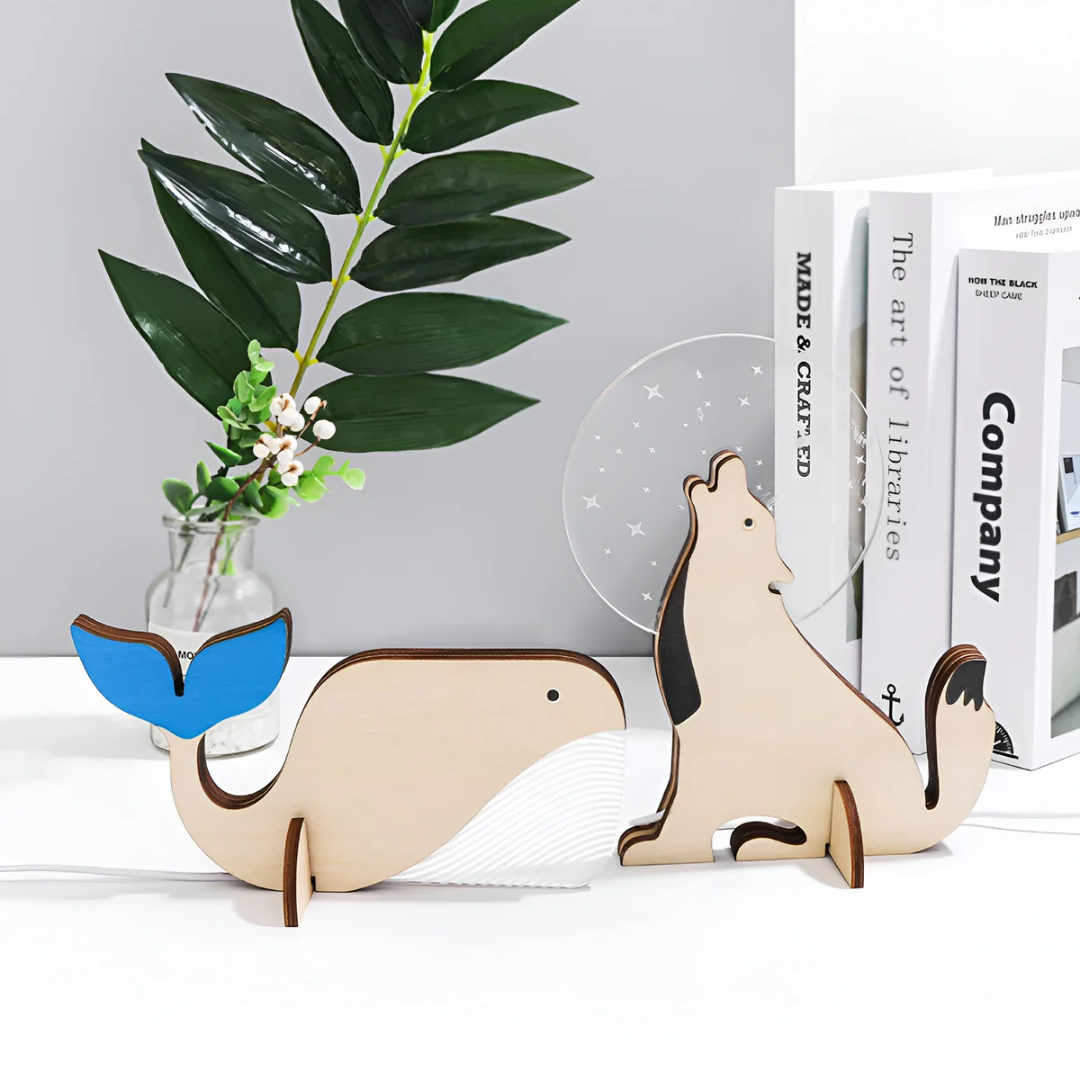 Nordic Wooden Animal LED Table Lamp Sculptural Design 4