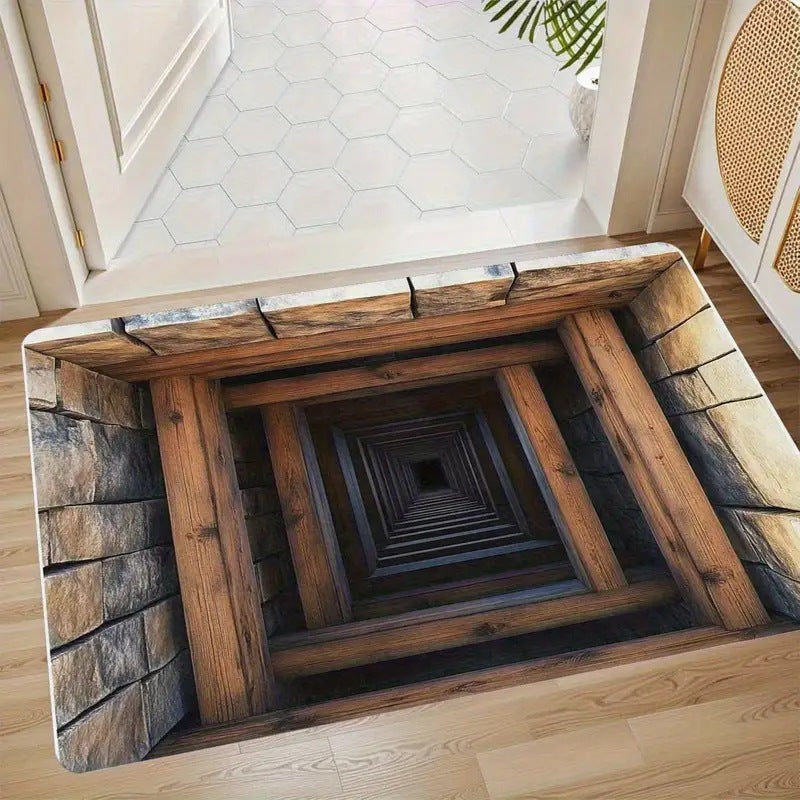 3D Depth Illusion Mat | Non-Slip Soft Fabric Backing | Visual Depth Effect for Living Rooms, Hallways & Entryways 10