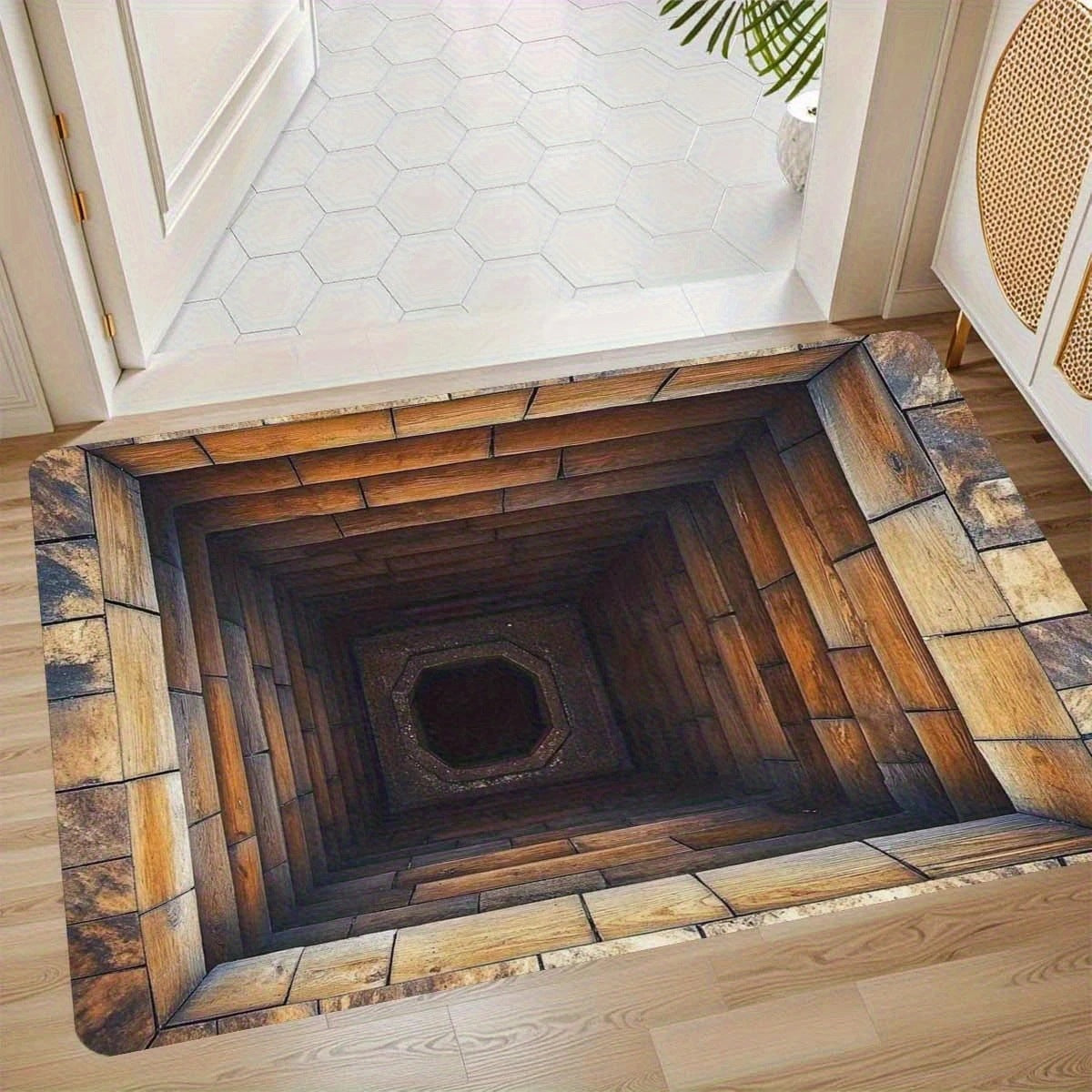 3D Depth Illusion Mat | Non-Slip Soft Fabric Backing | Visual Depth Effect for Living Rooms, Hallways & Entryways 13