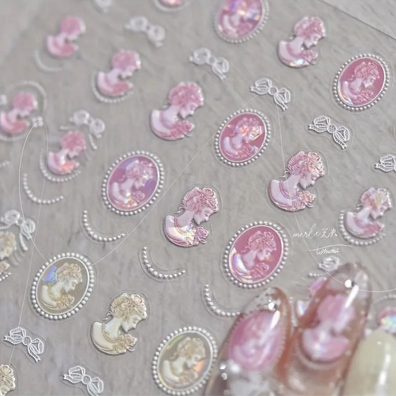 Pearl Nail Stickers for Women | Iridescent Shell Lace Design | Easy Peel-and-Apply Nail Art Decals for Beginners, 1 Sheet