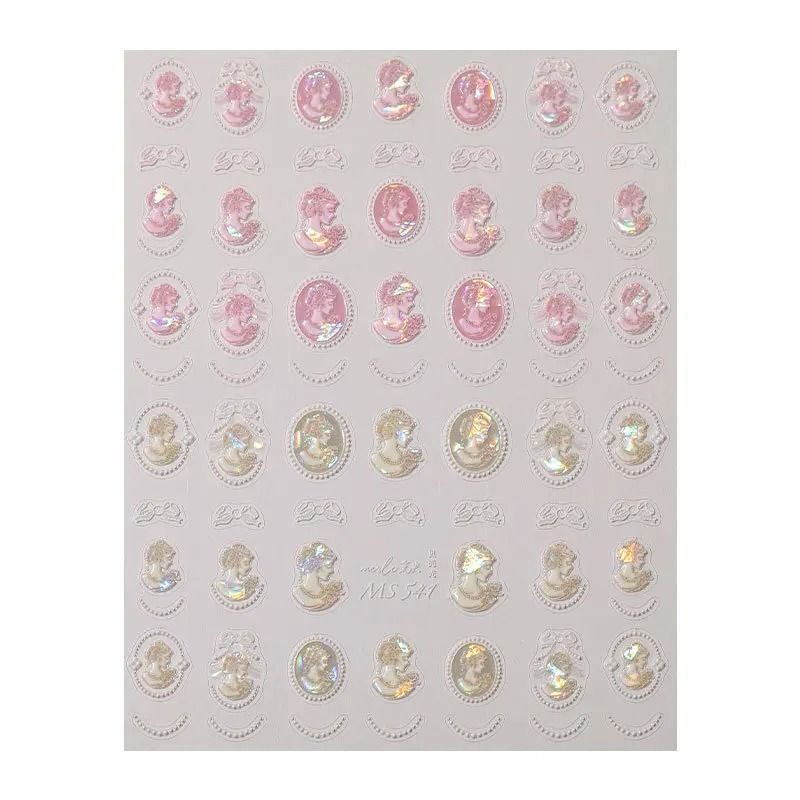 Pearl Nail Stickers for Women | Iridescent Shell Lace Design | Easy Peel-and-Apply Nail Art Decals for Beginners, 1 Sheet
