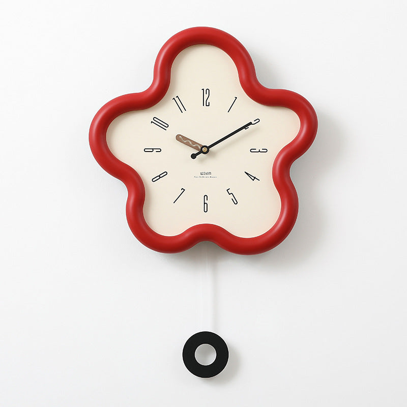 Petalux | 3D Floral Pendulum Wall Clock with Silent Sweep Movement - Decorative Bedroom Clock
