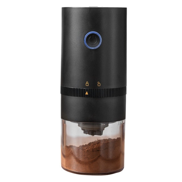 Portable Coffee Grinder | Lit One-Key Top, Clear Catch Cup