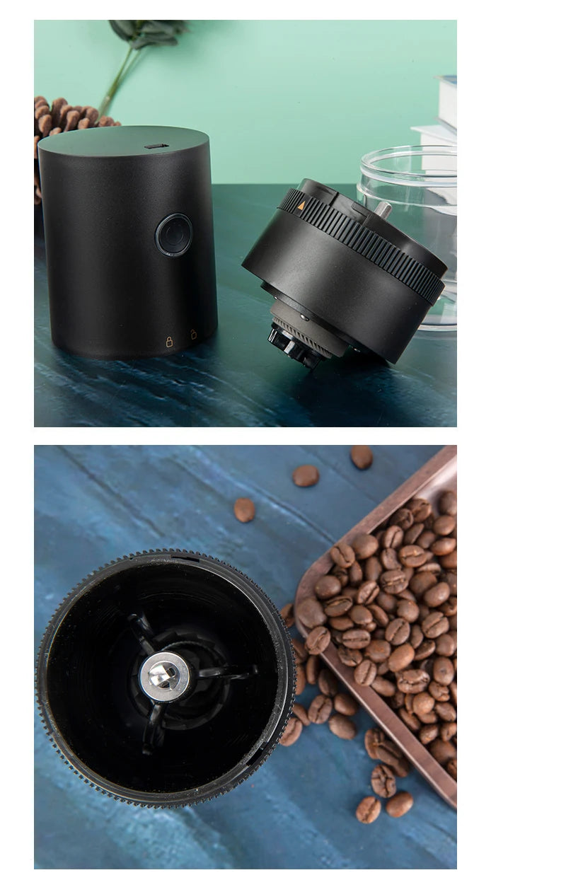 Portable Coffee Grinder | Lit One-Key Top, Clear Catch Cup