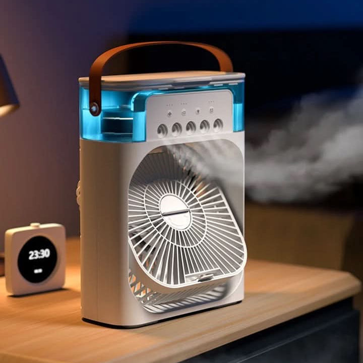 Portable Mini Humidifier Fan | Square Grille, Carry Handle