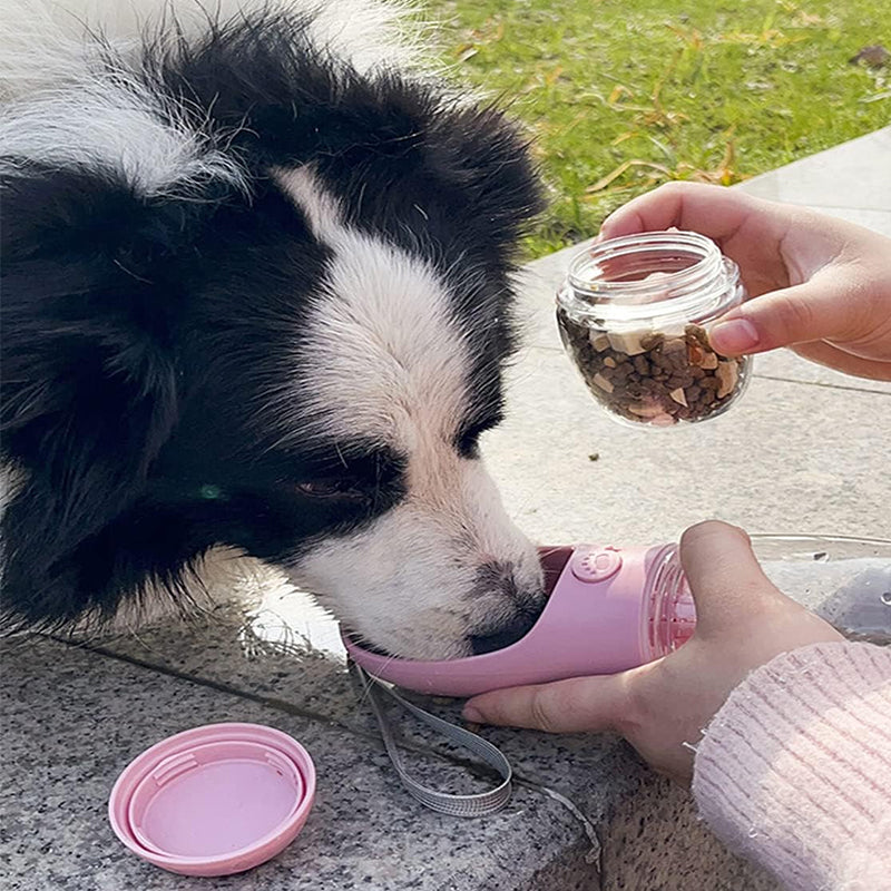 Portable Pet Water Bottle Food Feeder | Leak-Proof Design with Carbon Filter & One-Touch Dispenser | 2-in-1 Hydration & Feeding