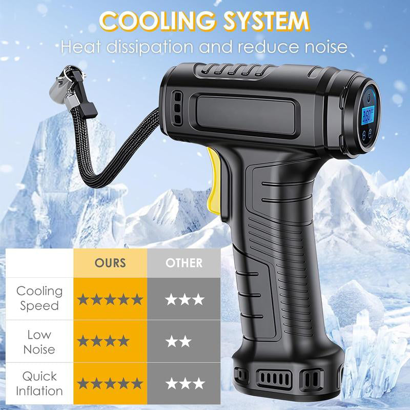 Portable Tyre Inflator Cordless | Digital Pressure Display & Auto Shut-Off | 35L/min Fast Inflation with LED Light