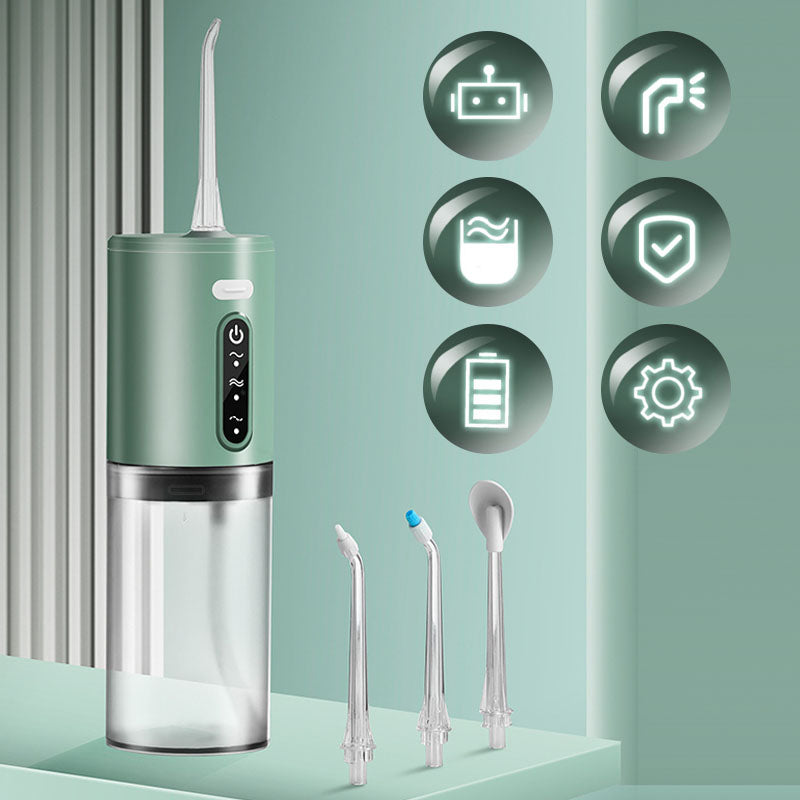 Portable Water Flosser | 3 Speed Settings & 4 Jet Tips | Waterproof Design with 280ml Tank and Auto Shutoff Feature