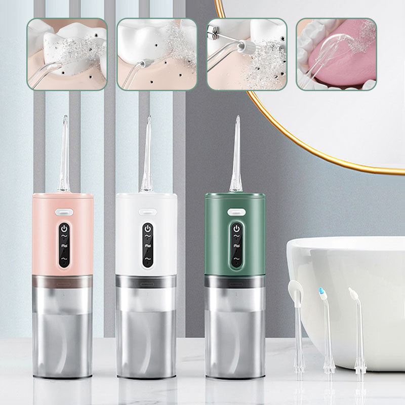 Portable Water Flosser | 3 Speed Settings & 4 Jet Tips | Waterproof Design with 280ml Tank and Auto Shutoff Feature