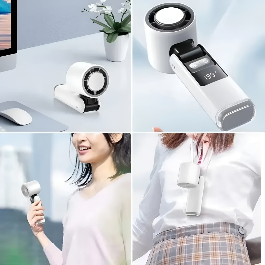 Portable Rechargeable Handheld Fan | USB-C Charging, Digital Display | 4000 mAh Battery, Cooling Plate, 3-in-1 Use 7