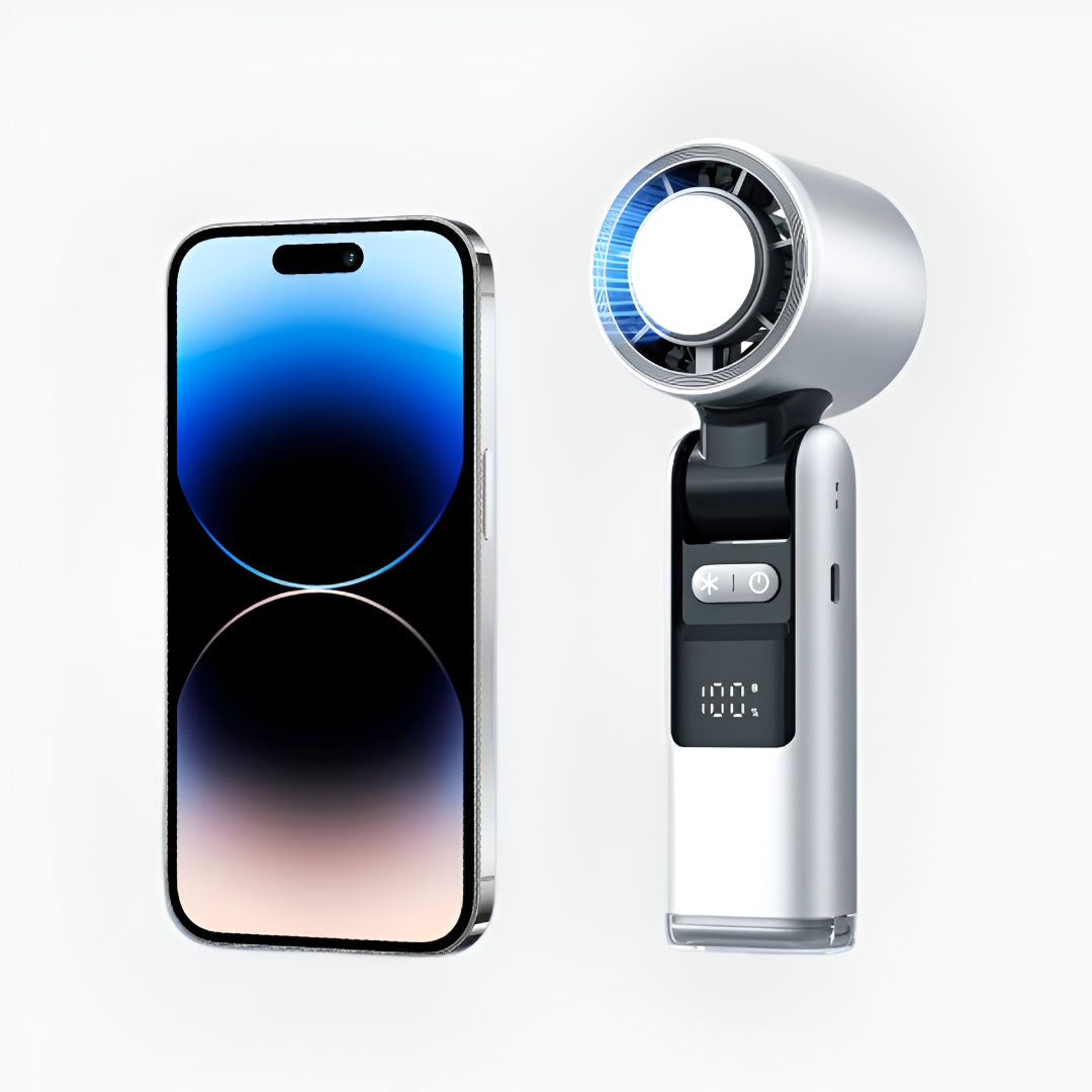 Portable Rechargeable Handheld Fan | USB-C Charging, Digital Display | 4000 mAh Battery, Cooling Plate, 3-in-1 Use 10