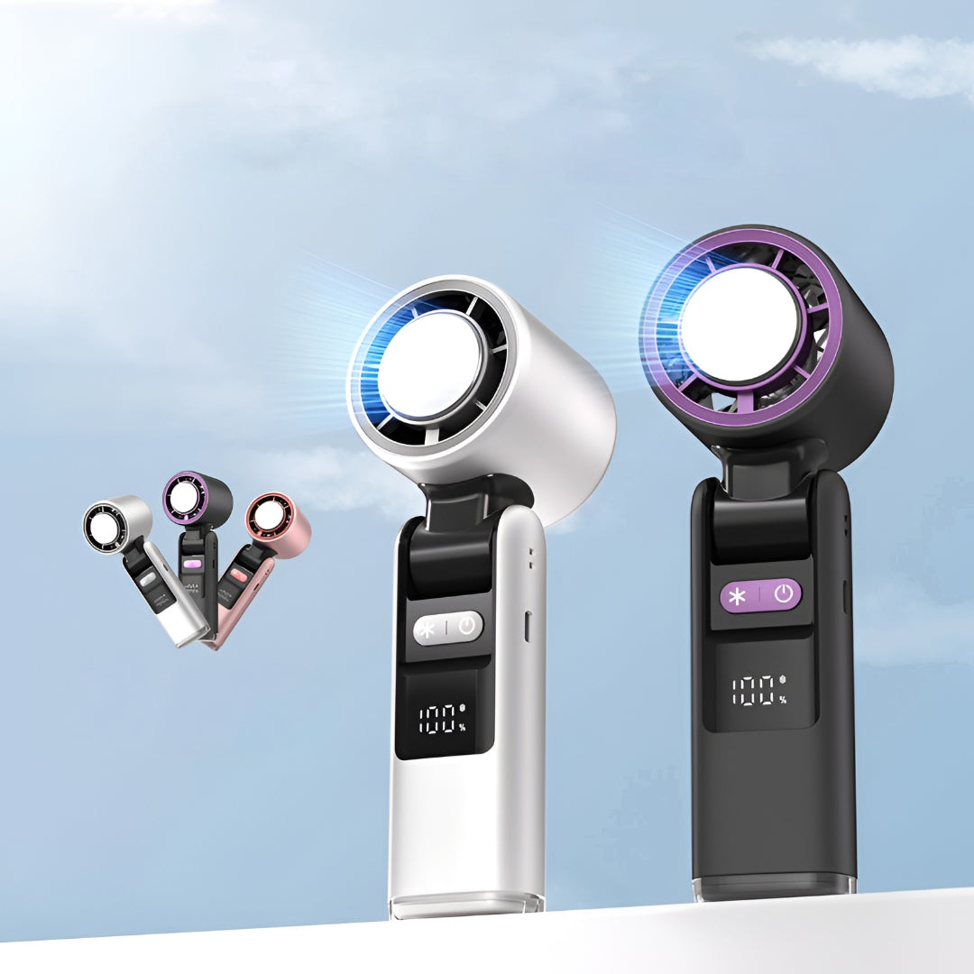 Portable Rechargeable Handheld Fan | USB-C Charging, Digital Display | 4000 mAh Battery, Cooling Plate, 3-in-1 Use 9