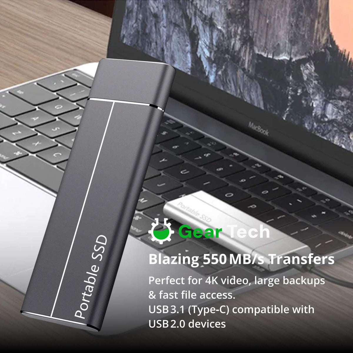 Portable SSD External Drive | USB 3.2, Up to 550 MB/s Transfer Speed | Up to 30TB Capacity, Shock-Resistant Aluminium Casing 3