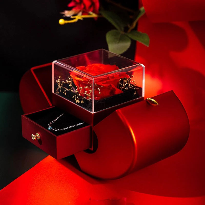 Preserved Rose Jewellery Gift Box | Includes Matching Earrings Set | A Long-Lasting Keepsake That Stays Fresh Up To 5 Years