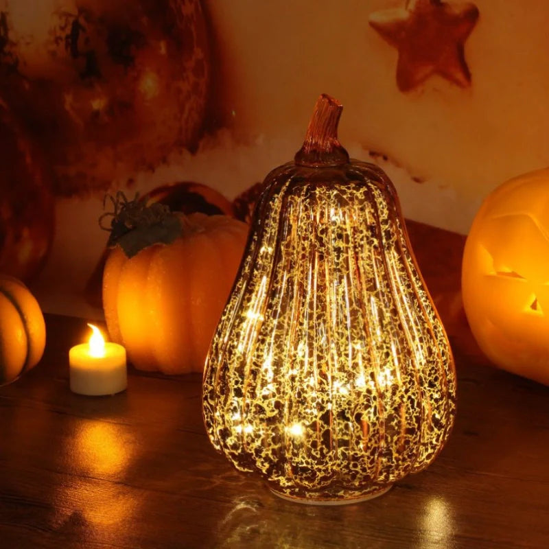 Pumpkin Decoration Light | Crackle Finish, Flicker Timer