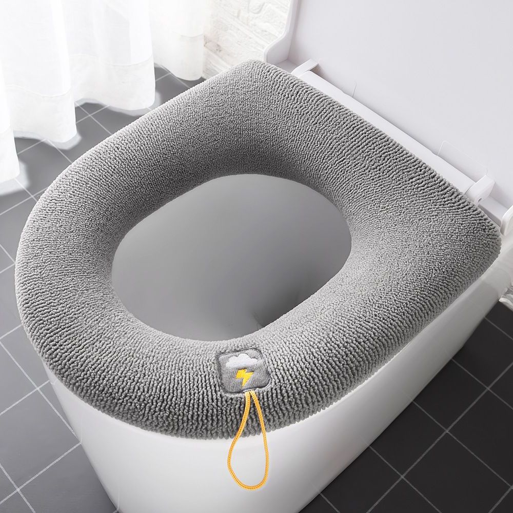 Pumpkin Pattern Toilet Seat Cover Stretch Fabric | Soft Warm Cushion for Standard Seats | Easy Install Autumn Bathroom Décor