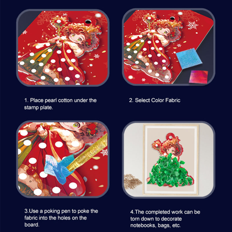 Puncture Painting Christmas Ornaments DIY Kit | 24 Themed Designs with Pen, Rope & Cloth | Paper Craft Activity for Kids